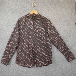 Retro Button Down Shirt Mens Small IMPATIENT WOLVES Green Starburst Indie Sleeze